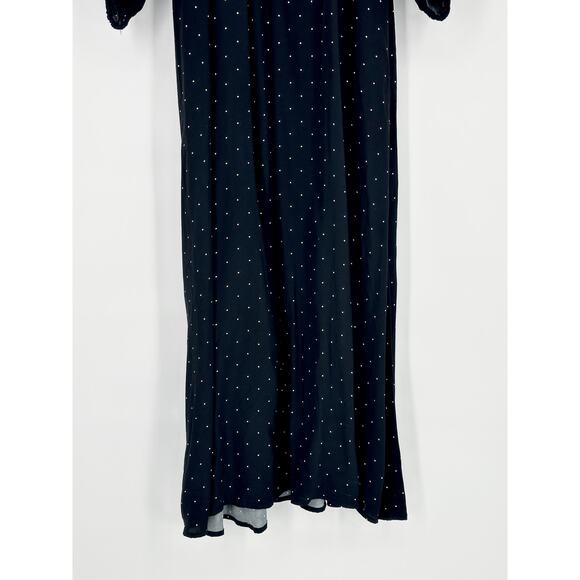 A New Day Women's Polka Dot Midi Dress Size Medium Black Long Sleeve V-Neck NWT - Picture 7 of 13